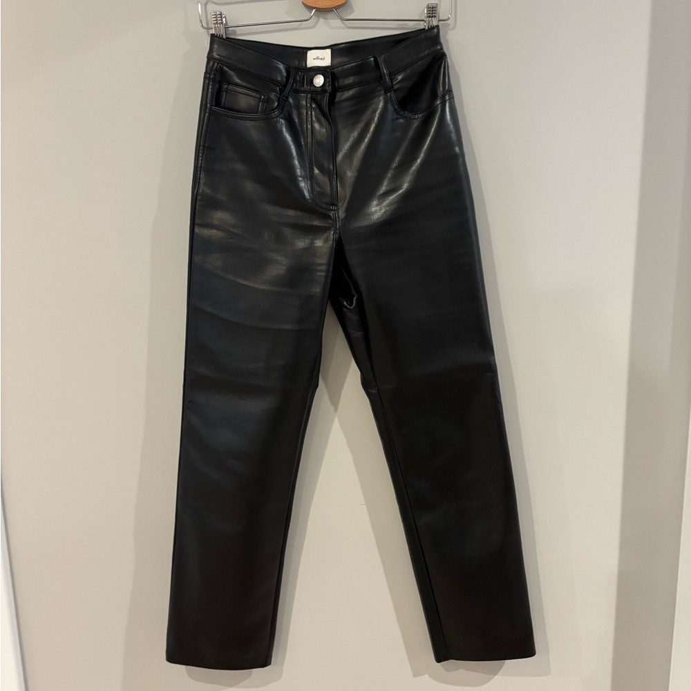 Aritzia Black Straight Faux Leather Pants